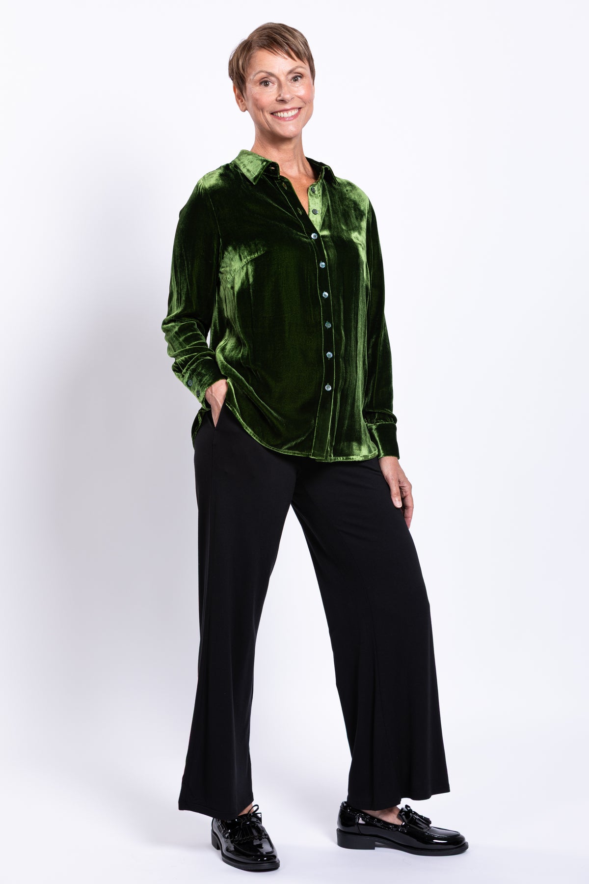 Memory Blouse, Green, Silk Velvet