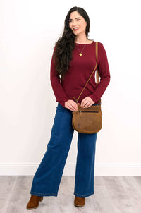 Mona Top, Burgundy, French Terry