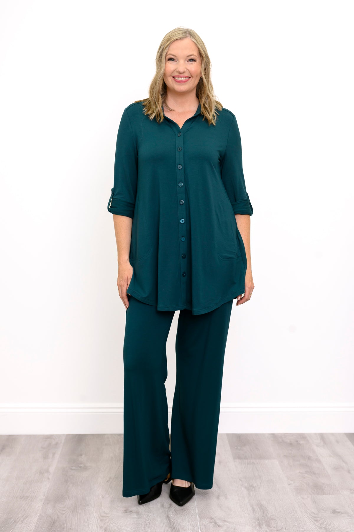 Pantalon Jondo, sarcelle cristalline, molleton non brossé