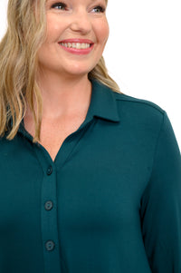 Michele Blouse, Crystal Teal, French Terry