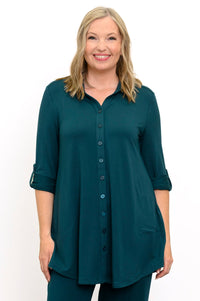 Michele Blouse, Crystal Teal, French Terry