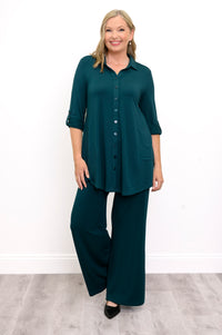 Pantalon Jondo, sarcelle cristalline, molleton non brossé