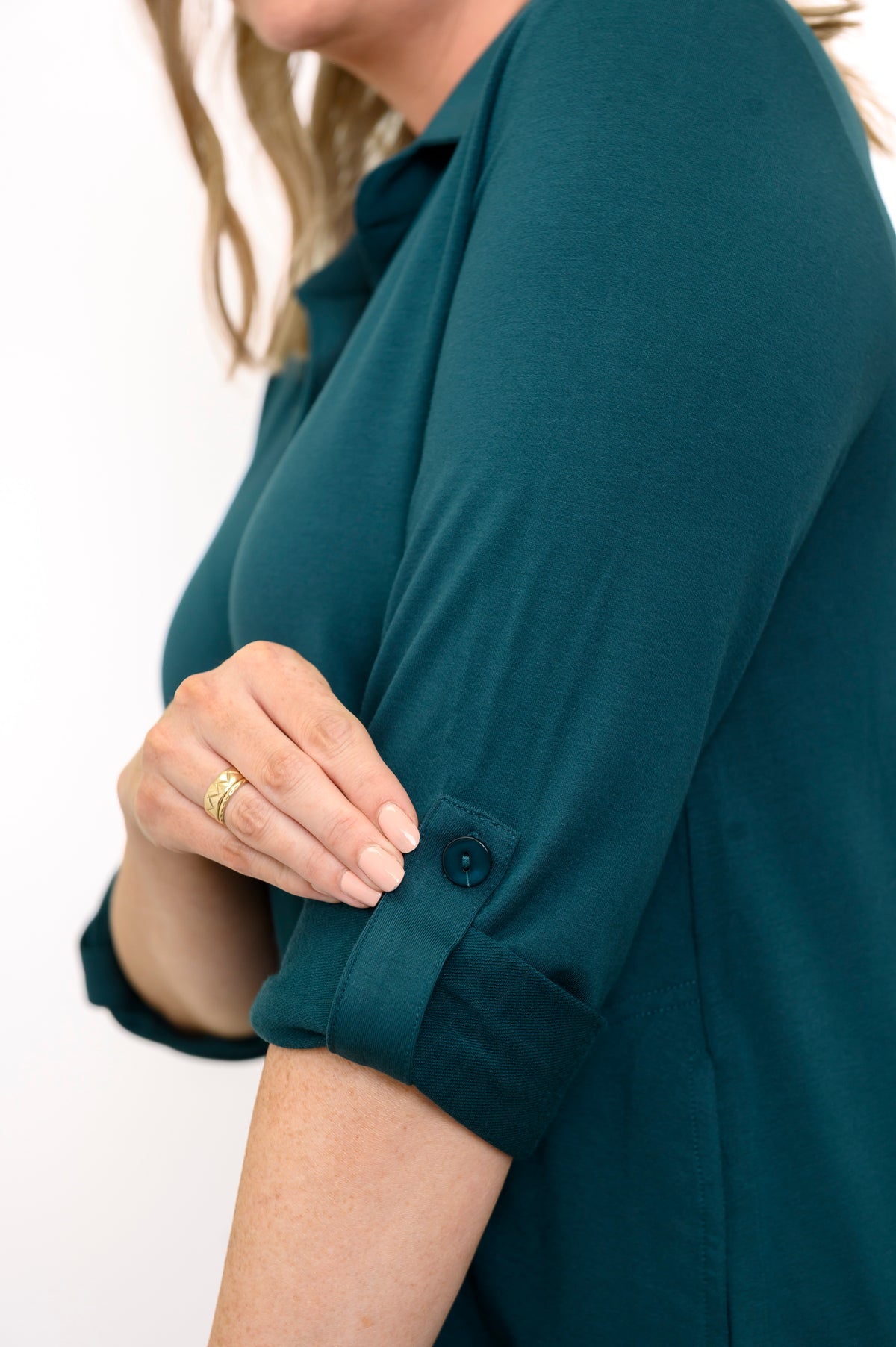 Michele Blouse, Crystal Teal, French Terry