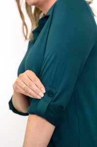 Michele Blouse, Crystal Teal, French Terry