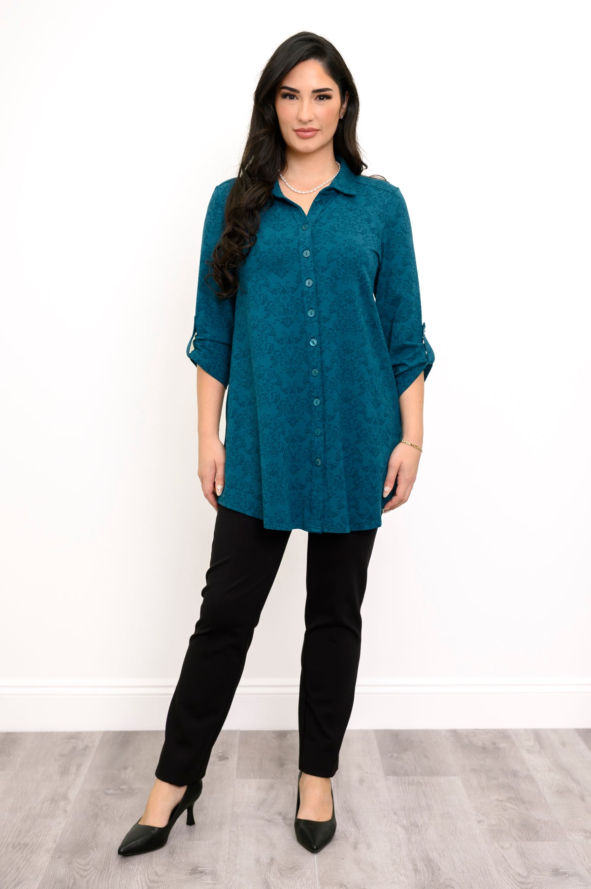 Michele Blouse, Teal Empire, Bamboo
