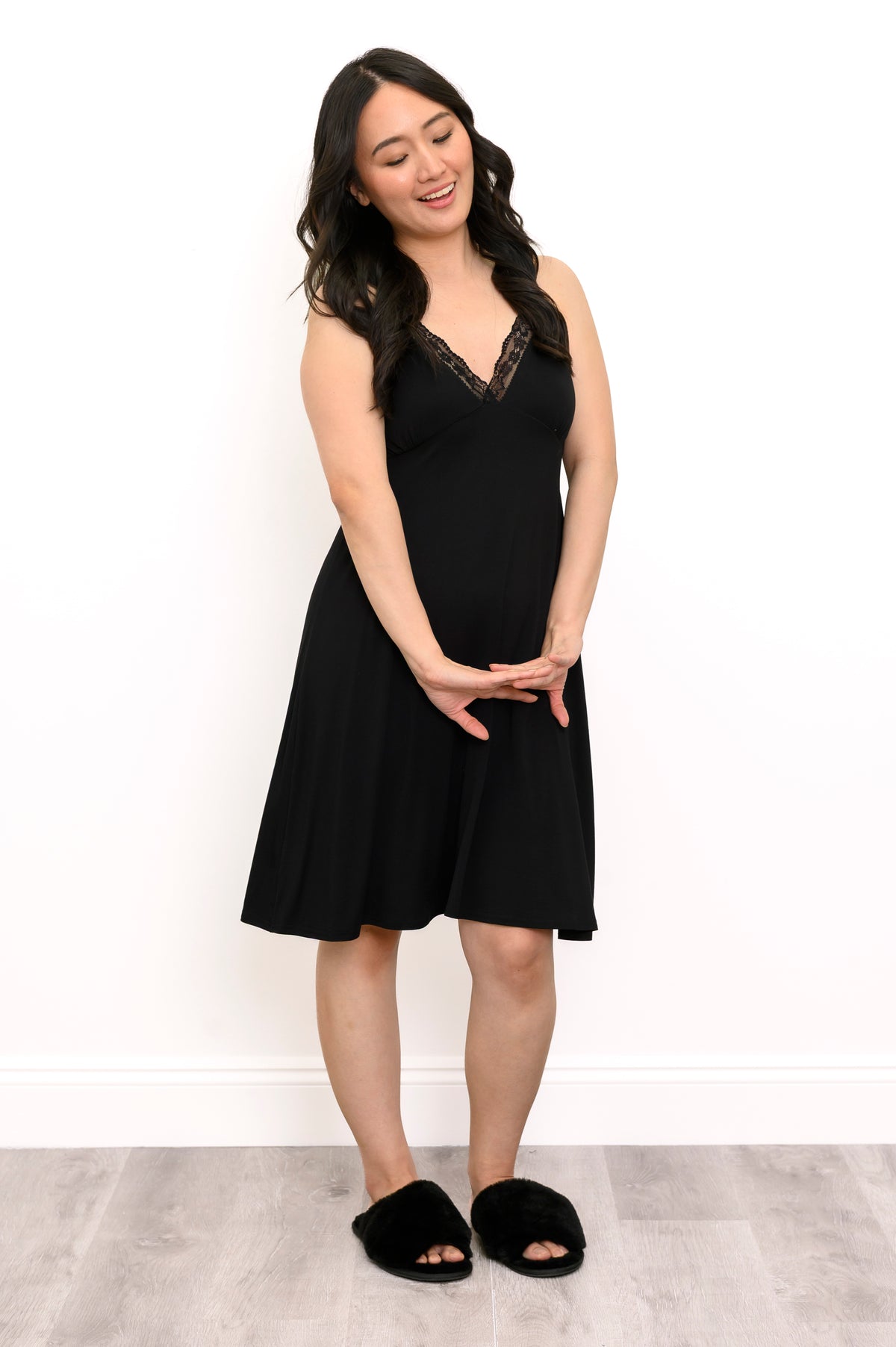 Robe-nuisette Mina, Noire, Bambou