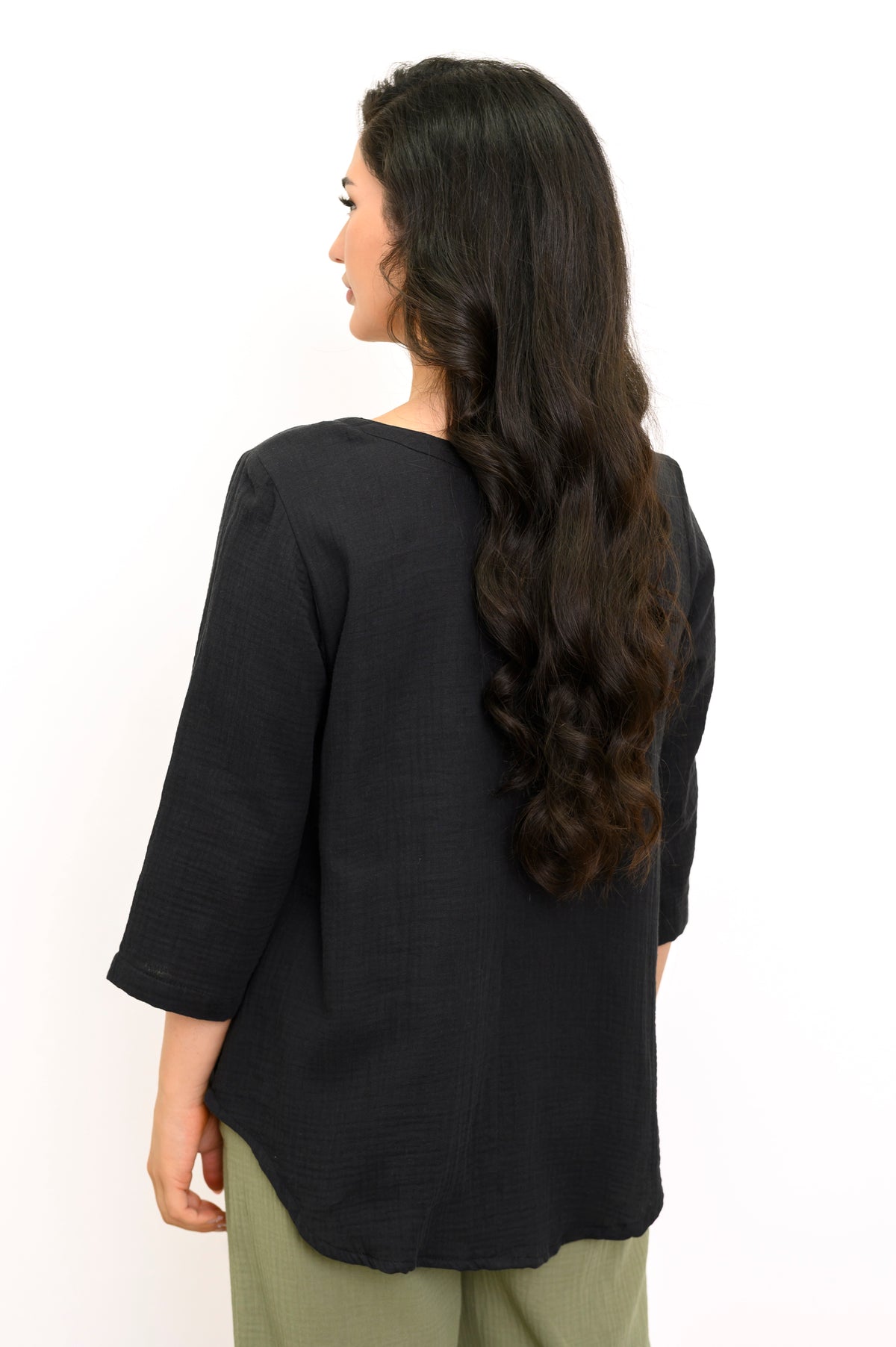 Minna Blouse, Black, Cotton Gauze
