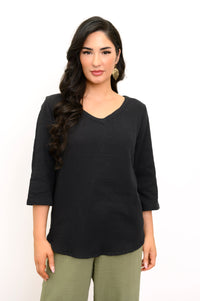 Minna Blouse, Black, Cotton Gauze