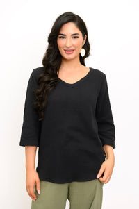 Minna Blouse, Black, Cotton Gauze