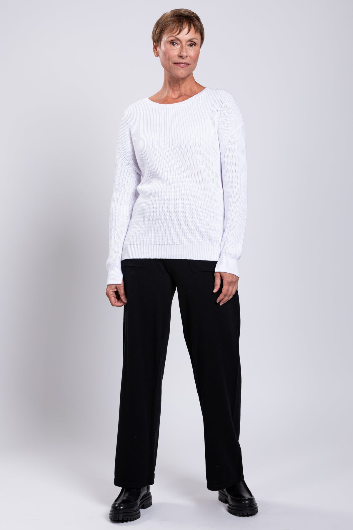 Mission Sweater, White, Cotton