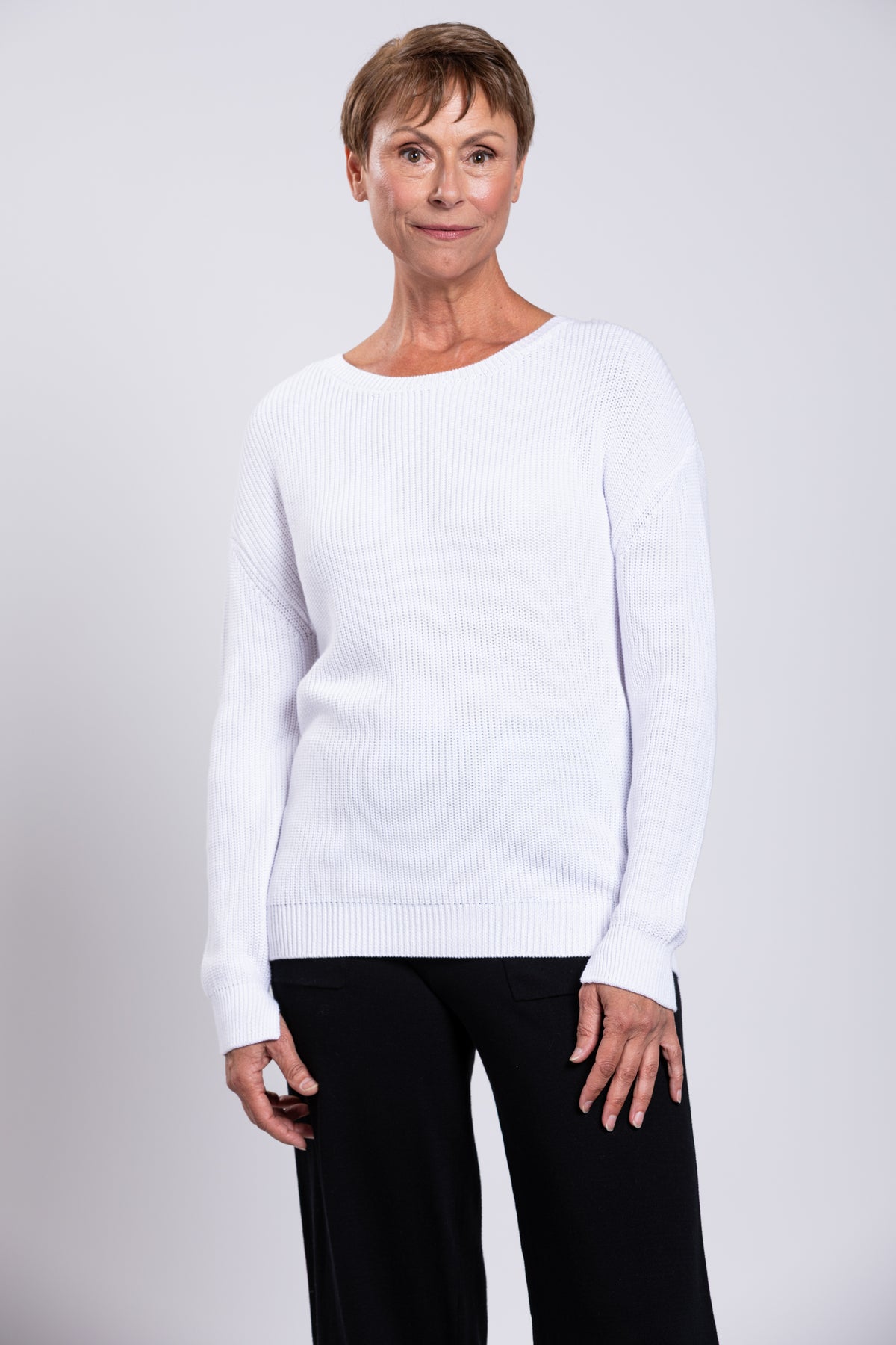 Mission Sweater, White, Cotton