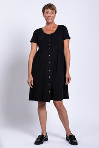 Nelly Short Sleeve Dress, Black, Bamboo
