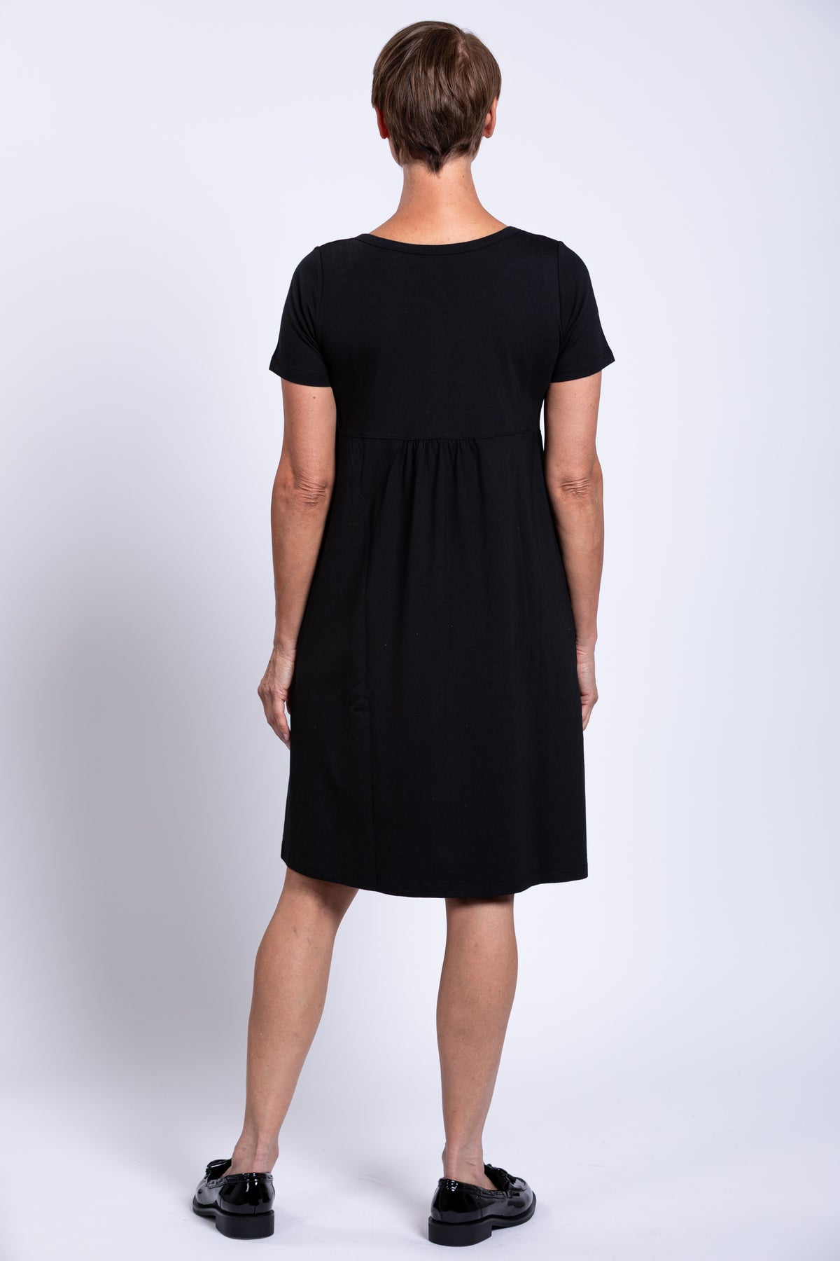 Nelly Short Sleeve Dress, Black, Bamboo
