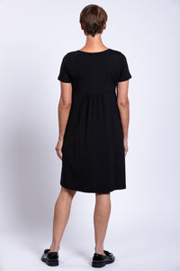 Nelly Short Sleeve Dress, Black, Bamboo