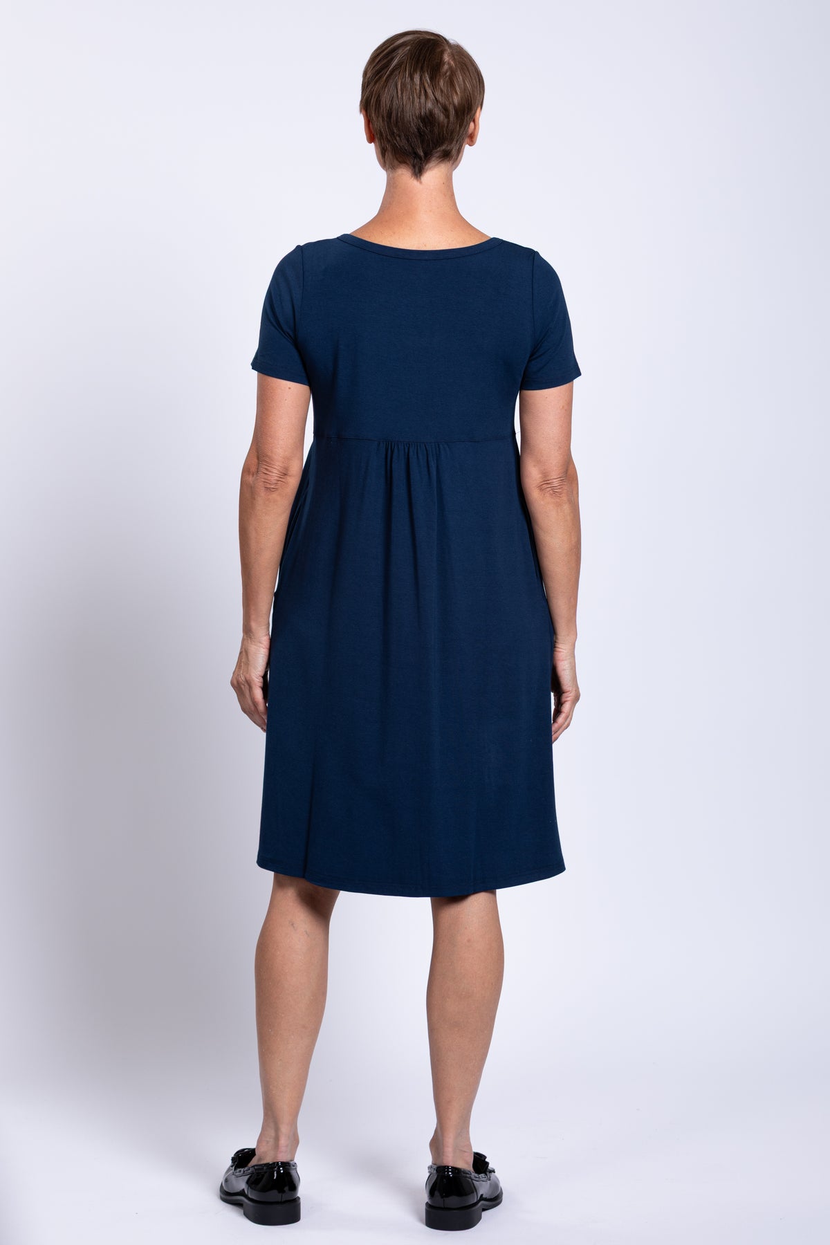 Nelly Short Sleeve Dress, Indigo, Bamboo