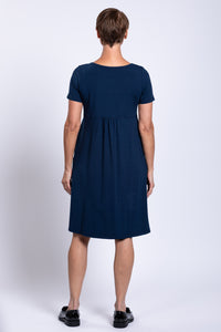 Nelly Short Sleeve Dress, Indigo, Bamboo