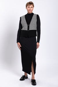 Nemo Vest, Black and White Stripe,  Wool Cashmere