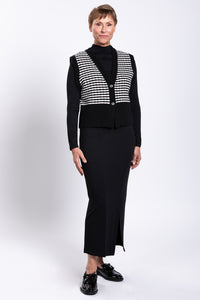 Nemo Vest, Black and White Stripe,  Wool Cashmere