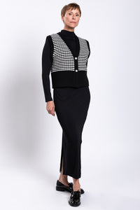 Nemo Vest, Black and White Stripe,  Wool Cashmere