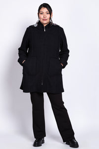 Noelle Coat, Black, Boiled Wool