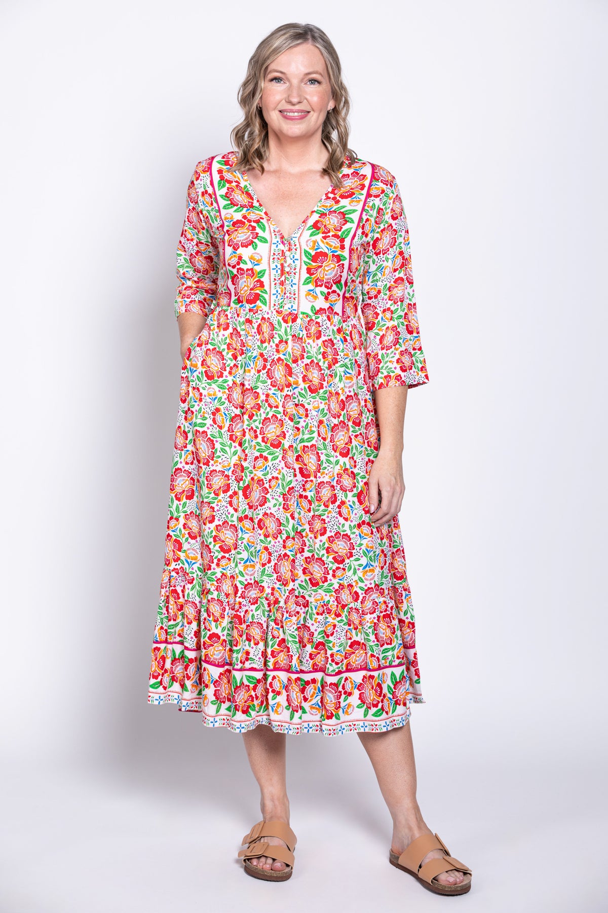 Oma Dress, Crimson Bloom