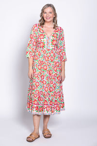 Oma Dress, Crimson Bloom