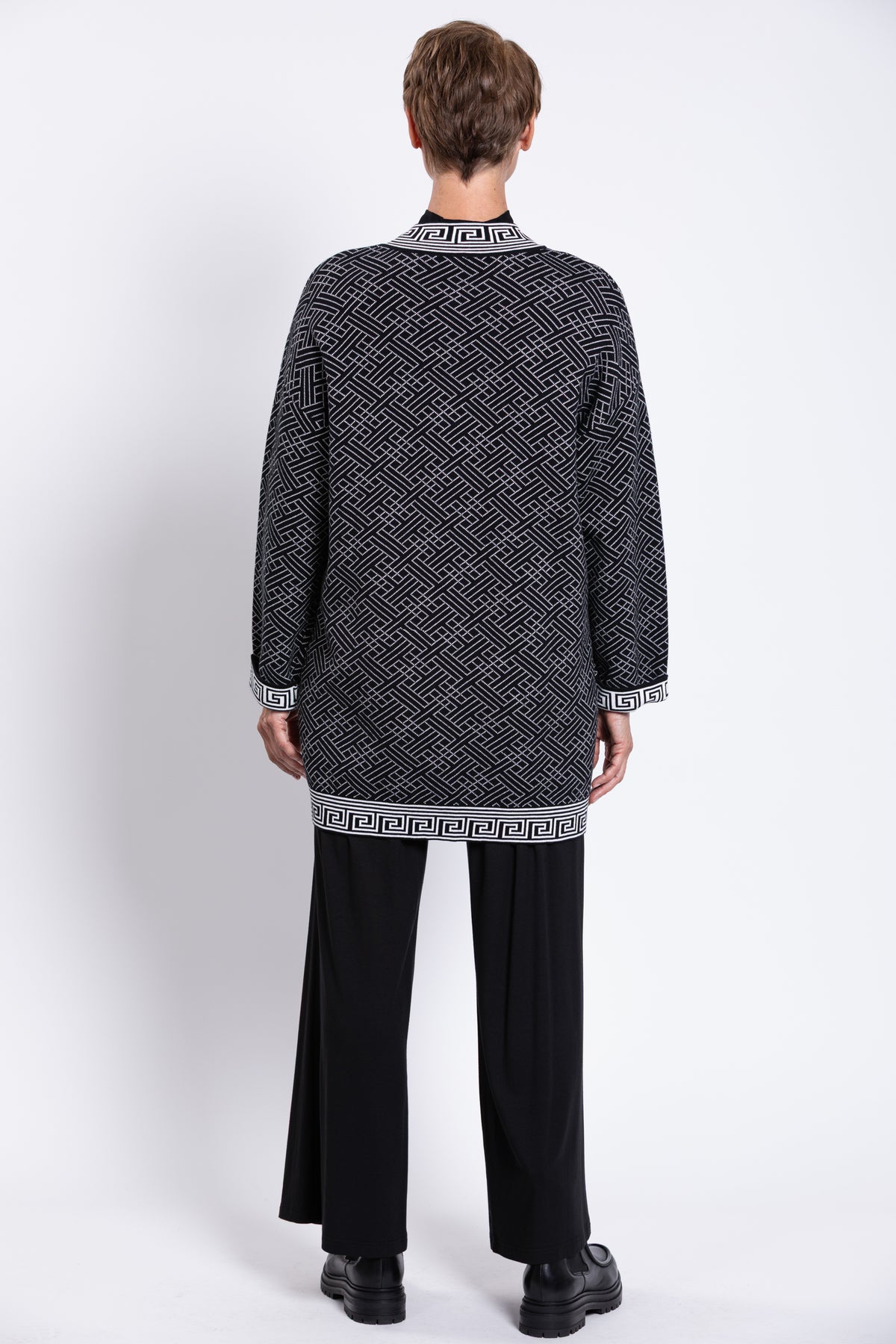 Oslo Cardigan, Black and White, Cotton