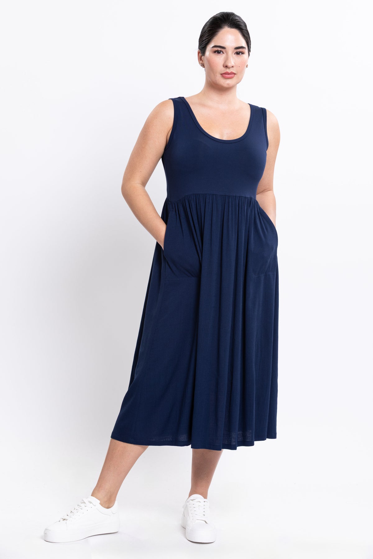Paloma Dress, Indigo, Linen Bamboo
