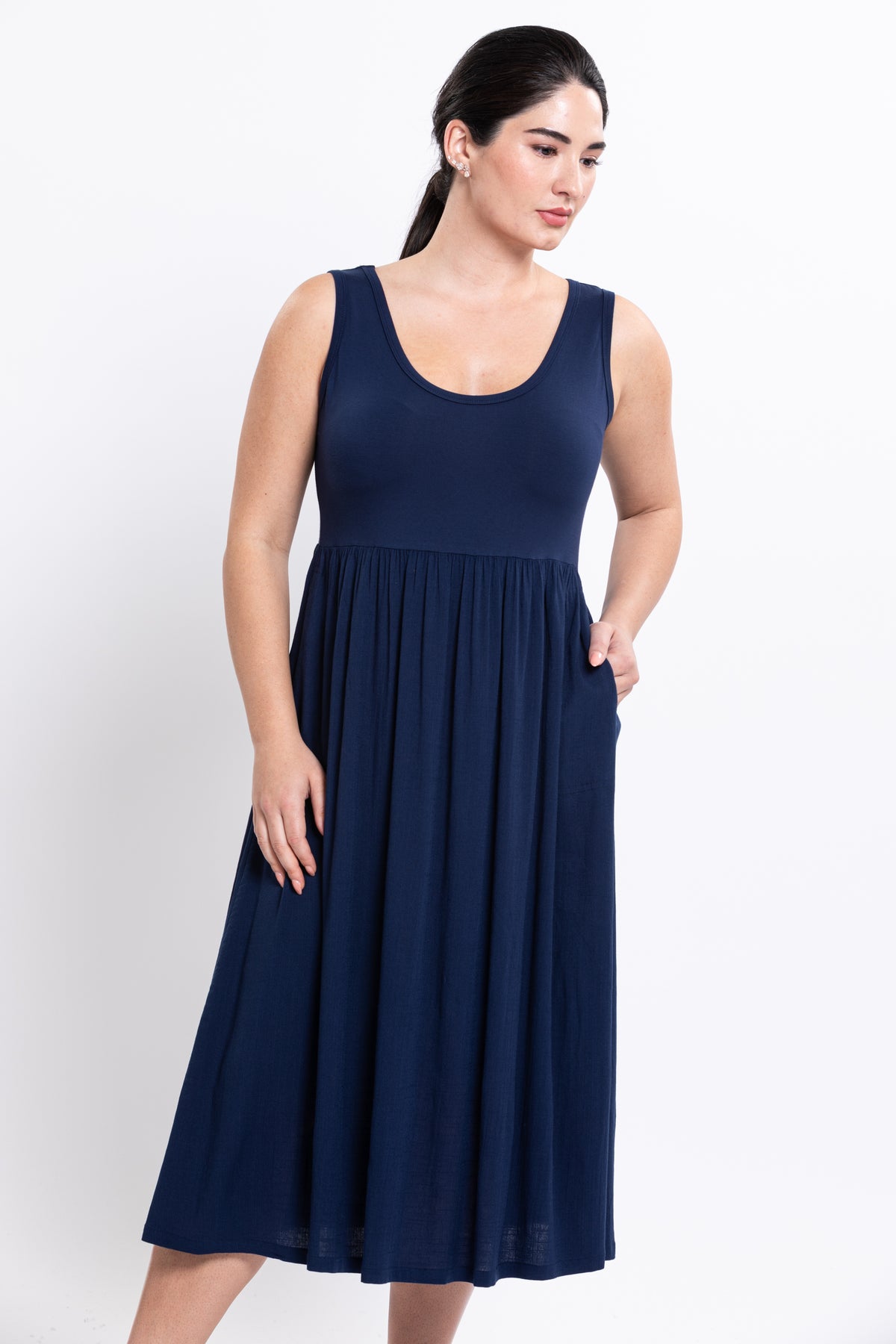 Paloma Dress, Indigo, Linen Bamboo