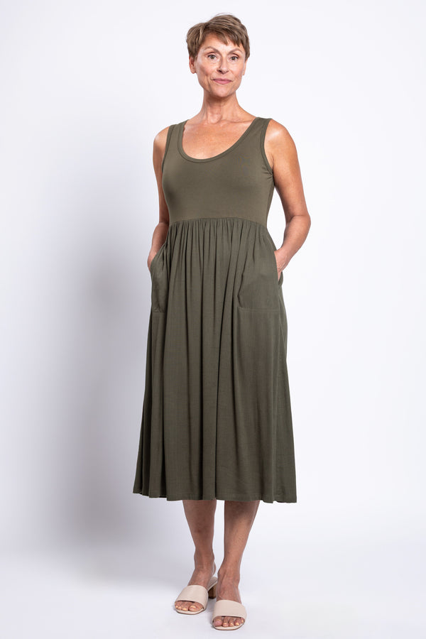 Paloma Dress, Khaki, Linen Bamboo