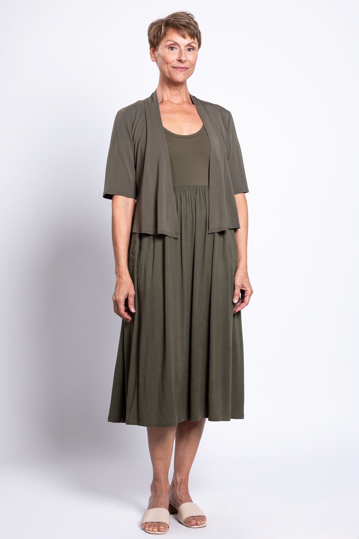 Paloma Dress, Khaki, Linen Bamboo