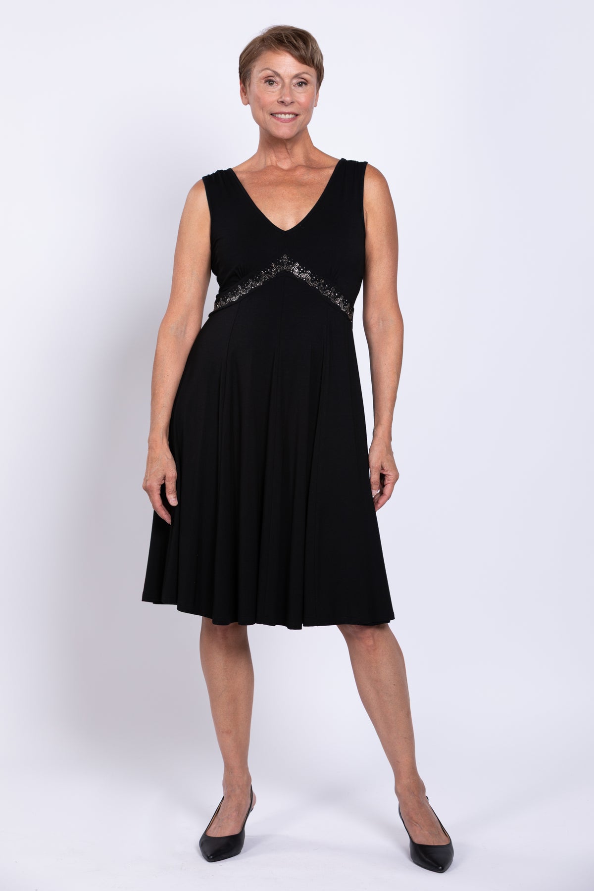 Pamela Dress, Black Diamond, Bamboo