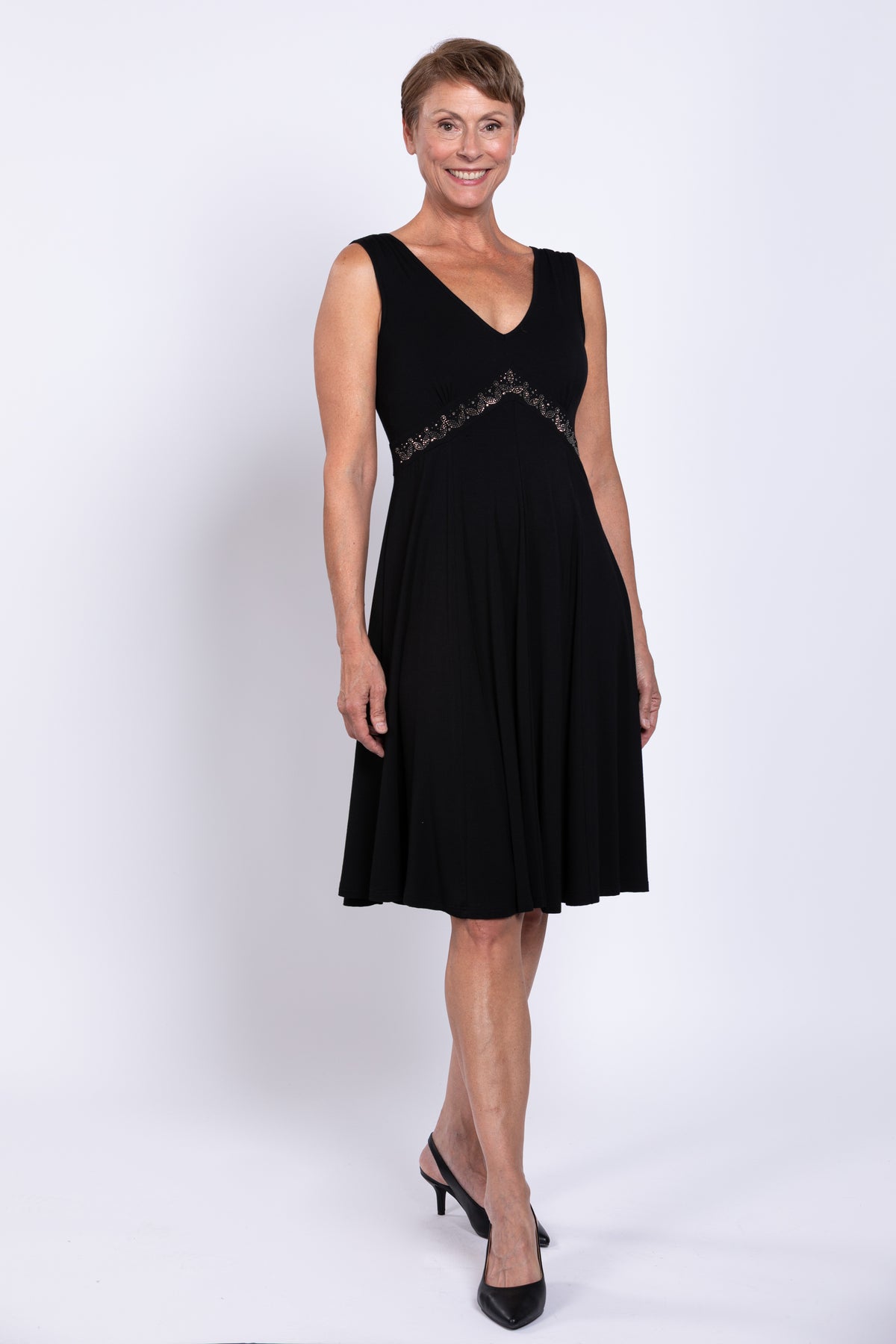 Pamela Dress, Black Diamond, Bamboo
