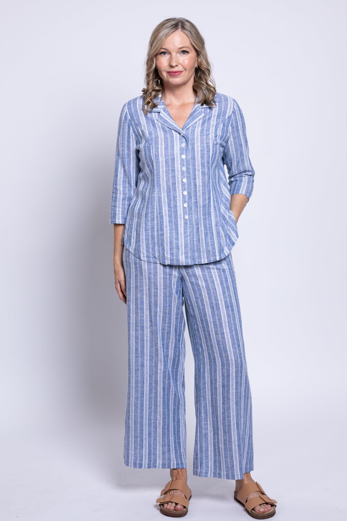Parker Pant, Denim Stripe, Linen Viscose