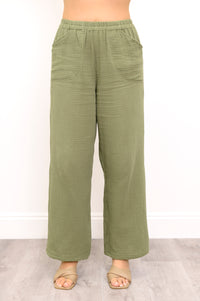 Parker Pant, Sage, Cotton Gauze