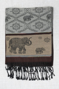 Pashmina Scarf, Elephant, Coffee