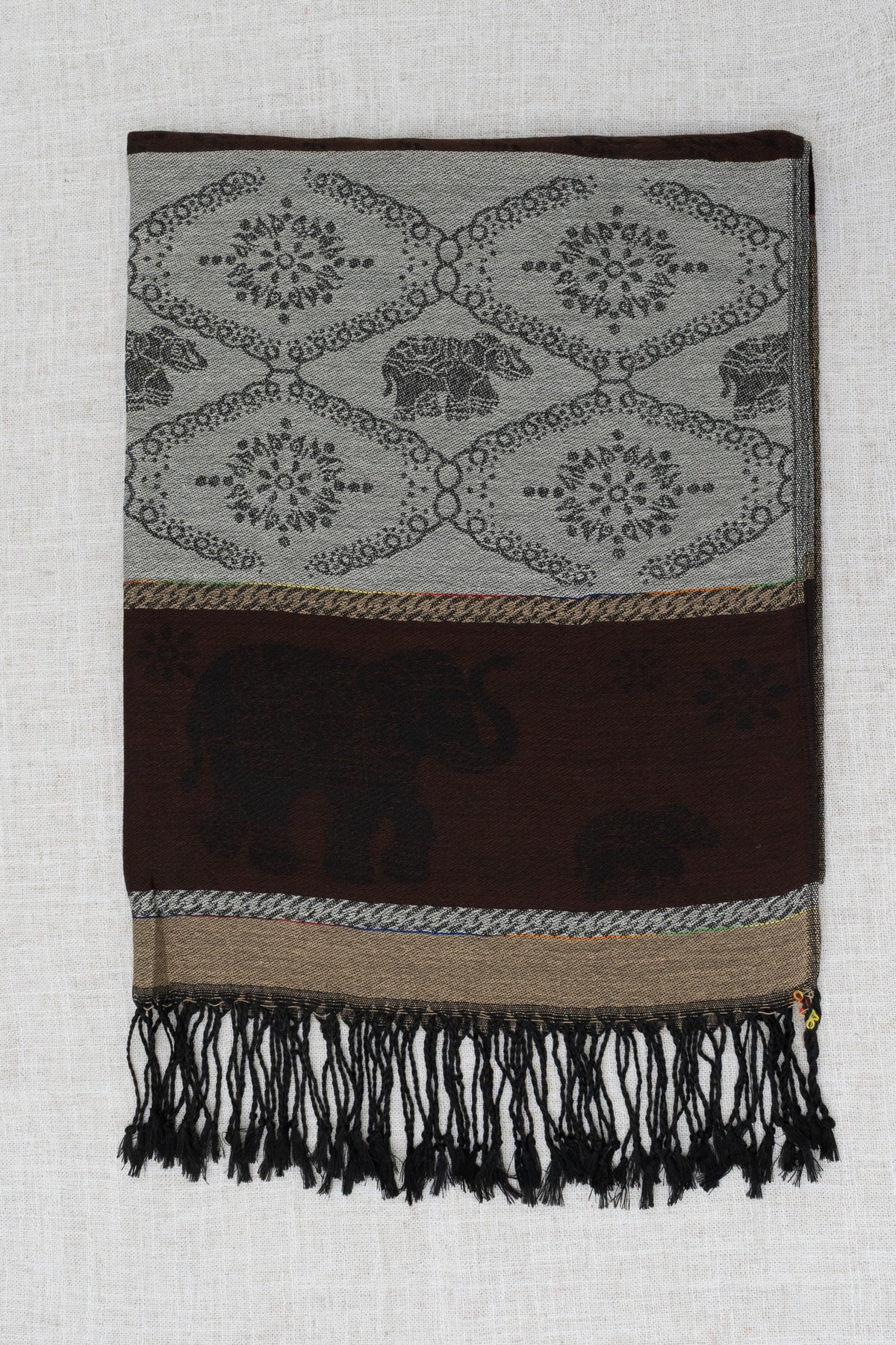 Pashmina Scarf, Elephant, Beige