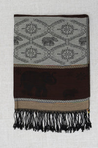 Pashmina Scarf, Elephant, Beige