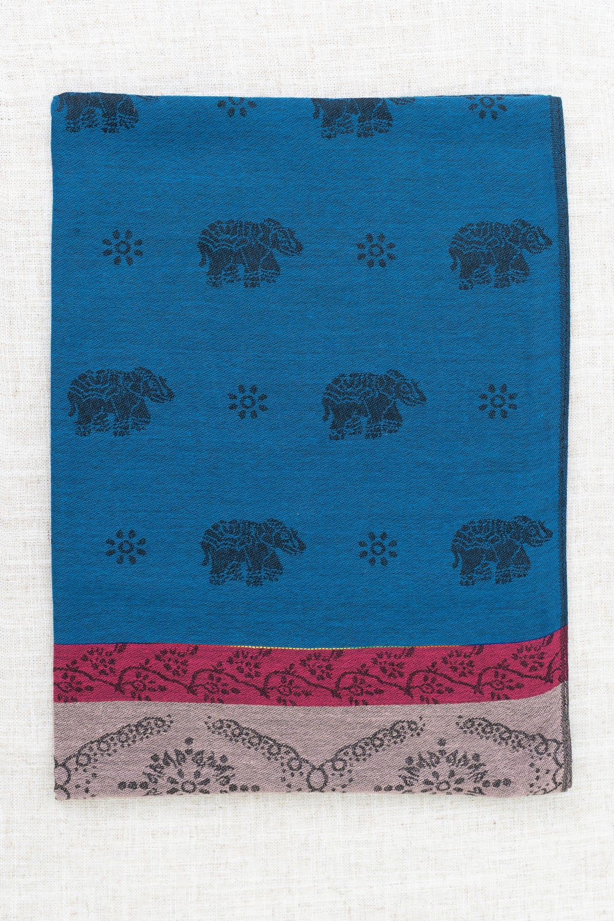 Pashmina Scarf, Elephant, Blue