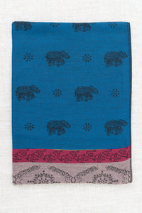 Pashmina Scarf, Elephant, Blue