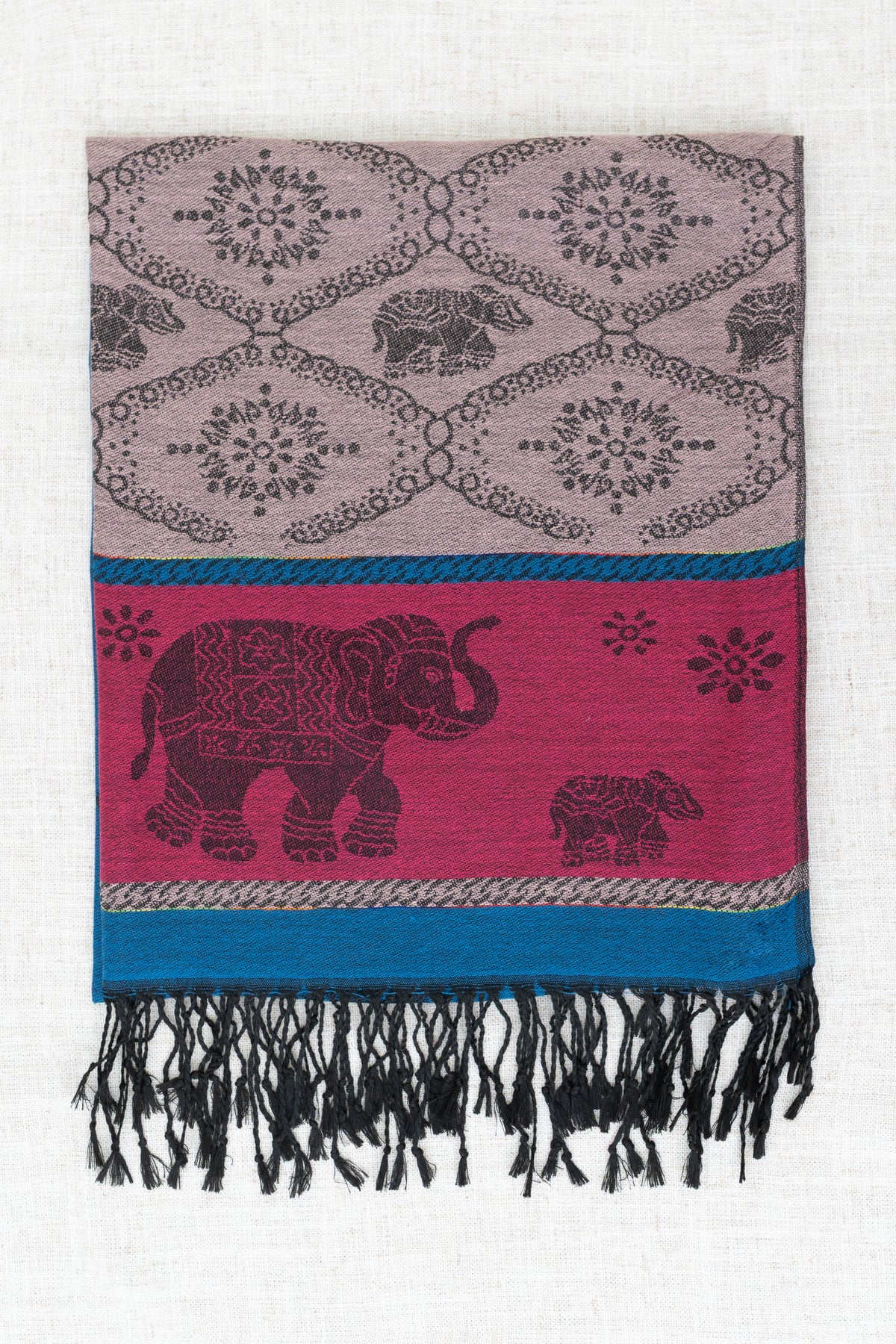 Pashmina Scarf, Elephant, Blue