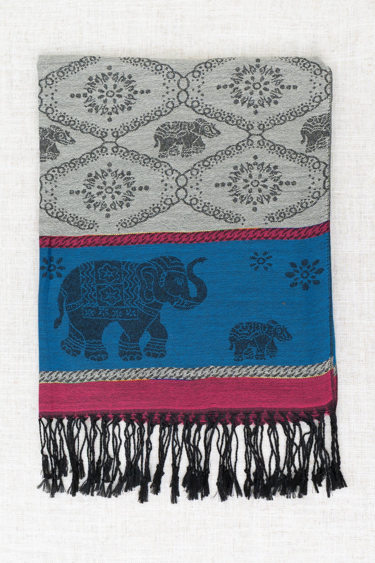 Pashmina Scarf, Elephant, Fuchsia