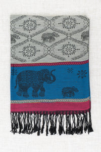 Pashmina Scarf, Elephant, Fuchsia