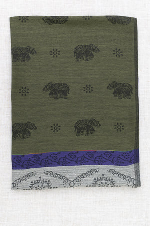 Pashmina Scarf, Elephant, Royale - Green