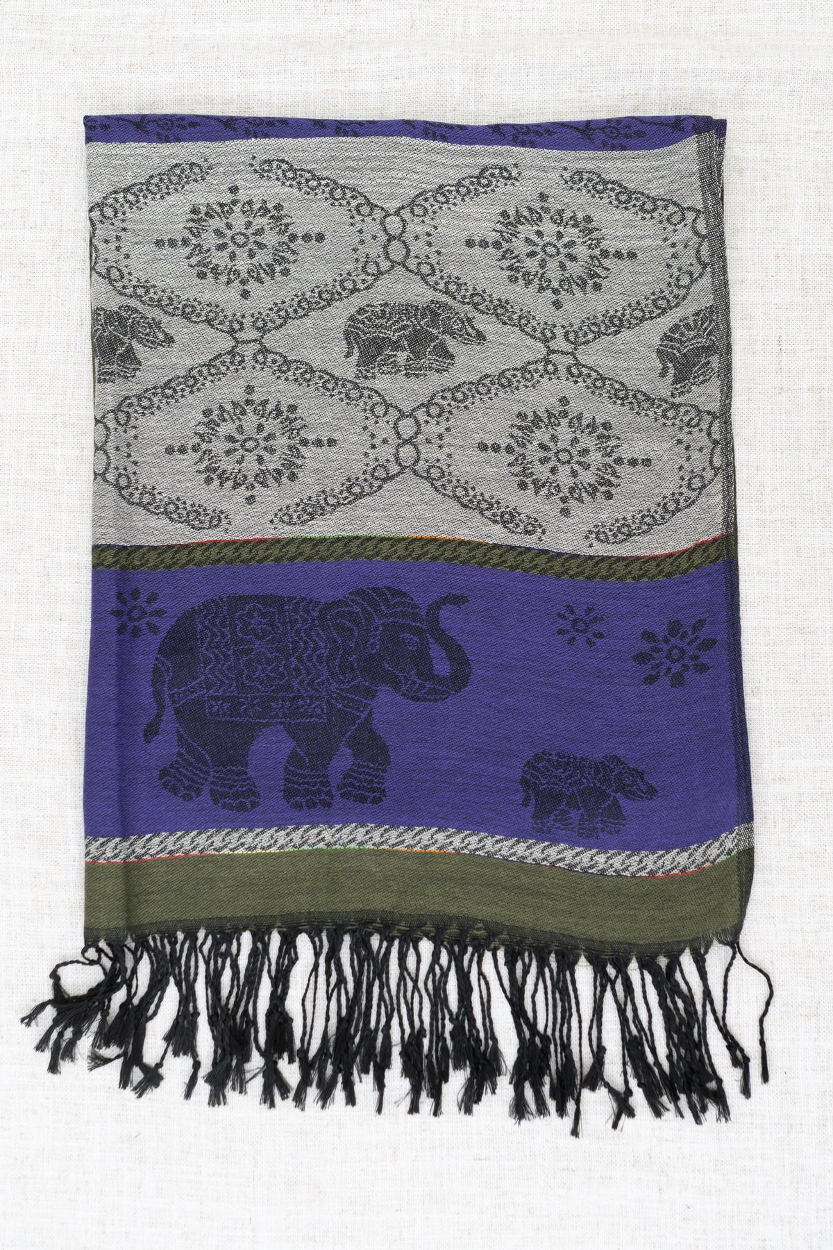 Pashmina Scarf, Elephant, Royale - Green