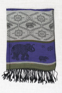 Pashmina Scarf, Elephant, Royale - Green