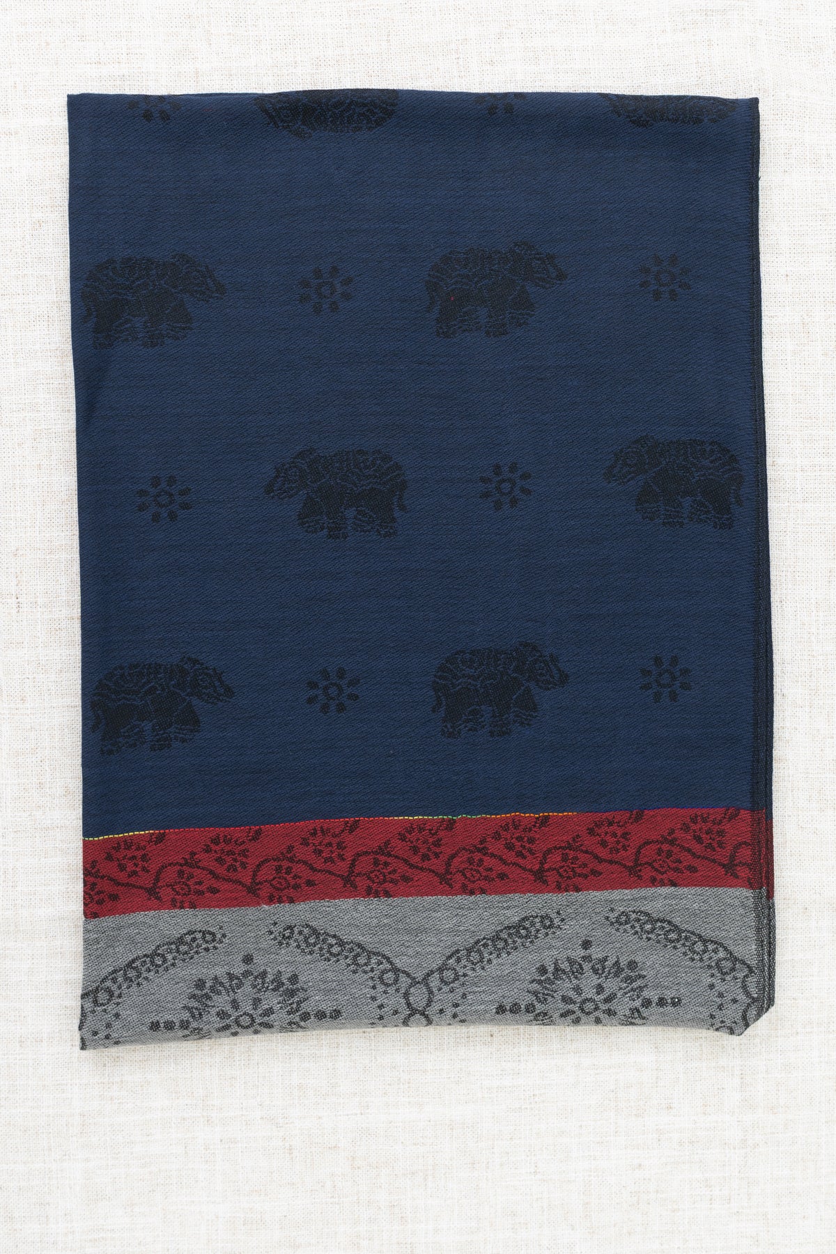 Pashmina Scarf, Elephant, Indigo