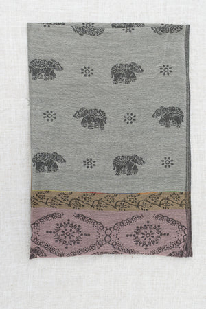 Pashmina Scarf, Elephant, Light Grey