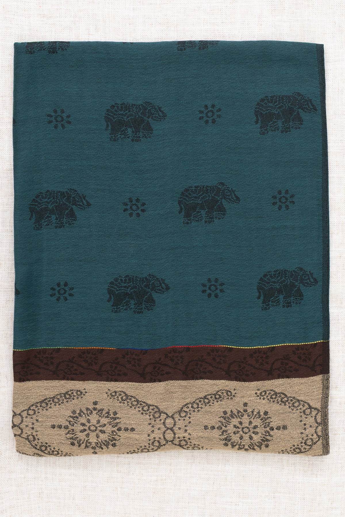 Pashmina Scarf, Elephant, Dark Teal