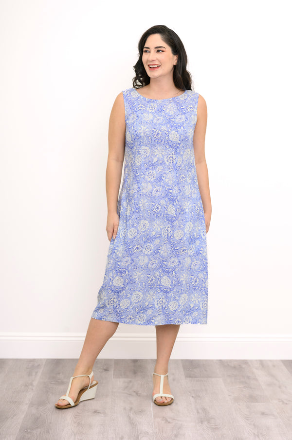 Patricia Dress, Peri Teatime, Linen Bamboo